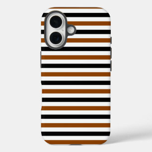 Brown Black and white stripes design iPhone 16 Case