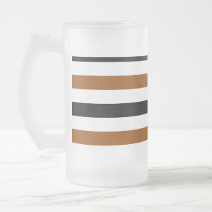 Brown Black and white stripes design Frosted Glass Beer Mug