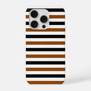 Brown Black and white stripes design iPhone 15 Pro Case