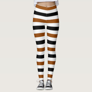 Brown Black and white stripes design Leggings
