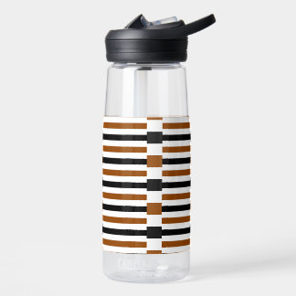 Brown Black and white stripes design Water Bottle