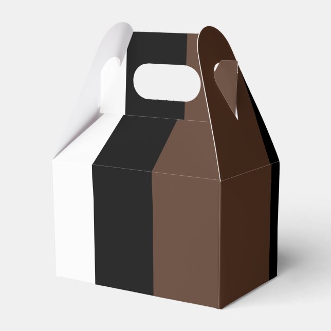 Brown, black and white stripes  favour box (Front Side)