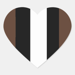 Brown, black and white stripes  heart sticker
