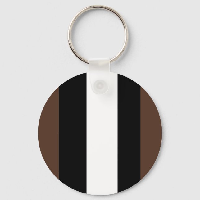 Brown, black and white stripes  key ring (Front)