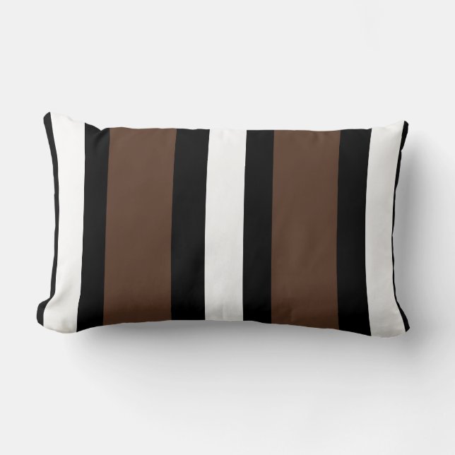 Brown, black and white stripes  lumbar cushion (Front)