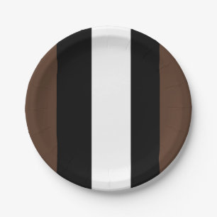 Brown, black and white stripes paper plate