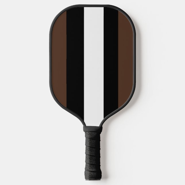 Brown, black and white stripes  pickleball paddle (Front)