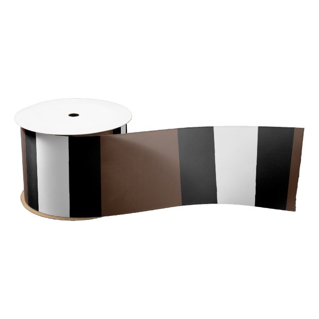 Brown, black and white stripes  satin ribbon (Spool)