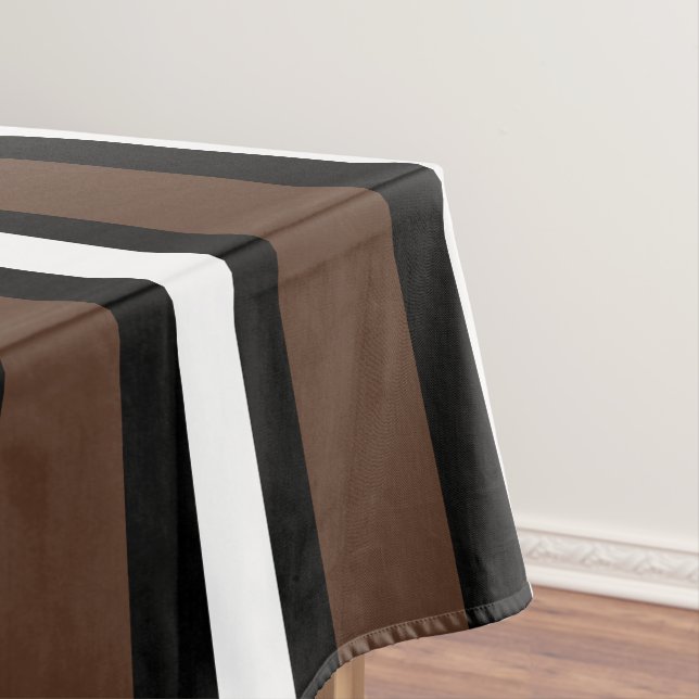 Brown, black and white stripes  tablecloth (In Situ)