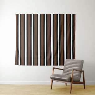 Brown, black and white stripes tapestry