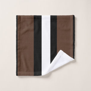Brown, black and white stripes  wash cloth