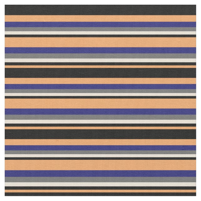 Brown, Black, Bisque, Dim Grey & Midnight Blue Fabric (Close Up)