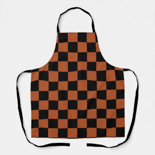 Brown Black Chequered Check Pattern Apron