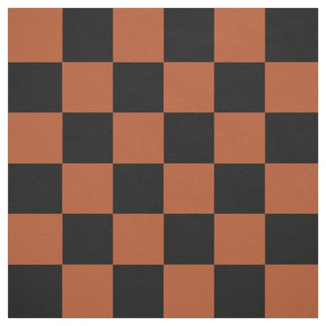 Brown Black Chequered Check Pattern Fabric (Swatch)
