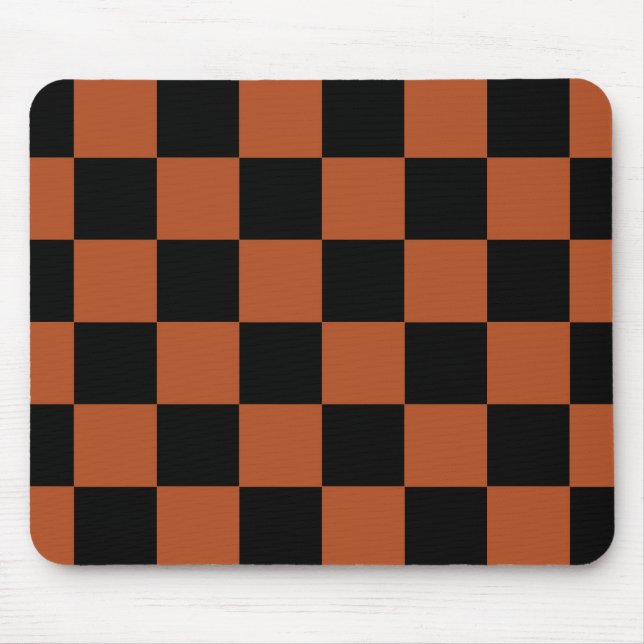 Brown Black Chequered Check Pattern Mouse Mat (Front)
