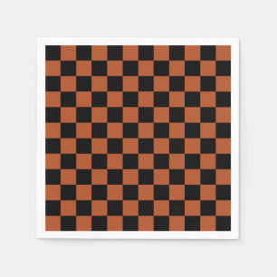 Brown Black Chequered Check Pattern Napkin