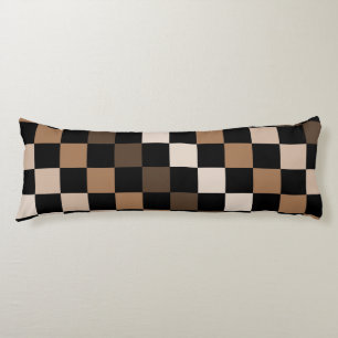 Brown Black Chequered Gingham Pattern Body Cushion