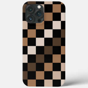 Brown Black Chequered Gingham Pattern iPhone 13 Pro Max Case