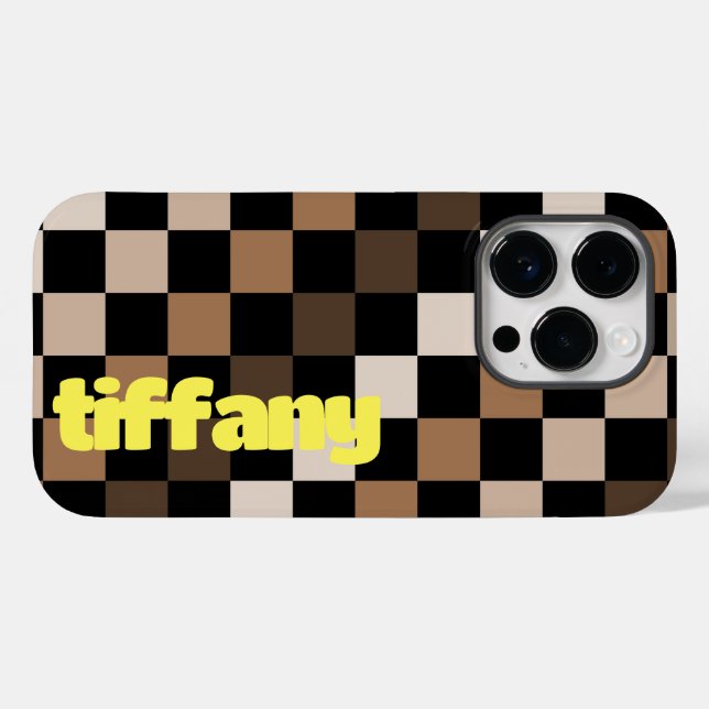 Brown Black Chequered Gingham Pattern Case-Mate iPhone Case (Back (Horizontal))