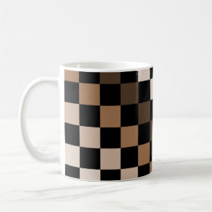 Brown Black Chequered Gingham Pattern Coffee Mug