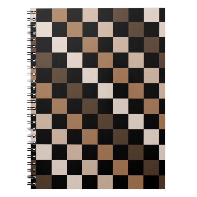 Brown Black Chequered Gingham Pattern Notebook (Front)
