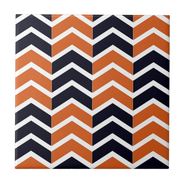 Brown Black Chevron Zig Zag Pattern Tile (Front)
