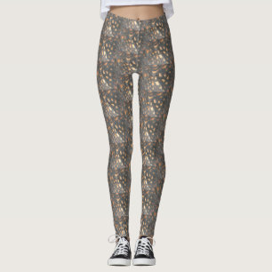 Brown Black Chicken Feathers Pattern Legging