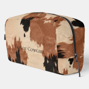 Brown Black Cream Cowgirl Southwest Cowhide Dopp Kit