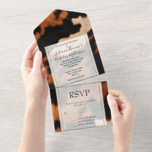 Brown Black Cream Cowhide All In One Invitation