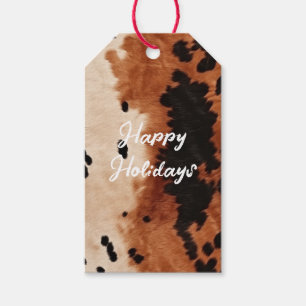 Brown Black Cream Cowhide Gift Tags