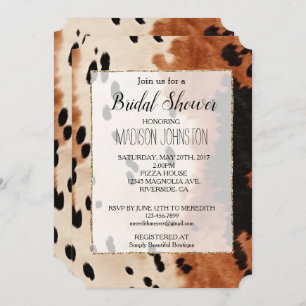 Brown Black Cream Cowhide Invitation