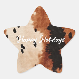 Brown Black Cream Cowhide Star Sticker