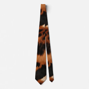 Brown Black Cream Cowhide Tie