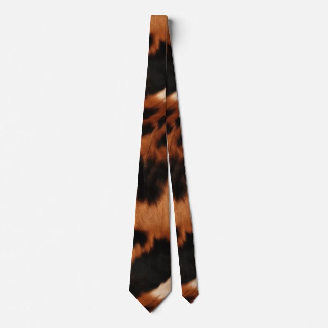 Brown Black Cream Cowhide Tie (Front)