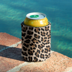 Brown Black Cream Leopard Animal  Can Cooler