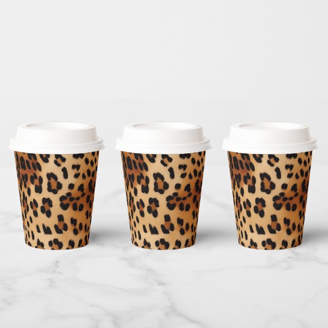 Brown Black Cream Leopard Print Paper Cups (Multi)