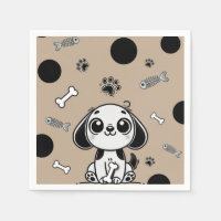 Brown & Black Fish Bones Puppy Dog Birthday Party