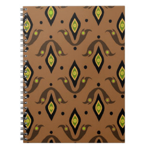 Brown, Black, Fleur-de-lys Spiral Notebook