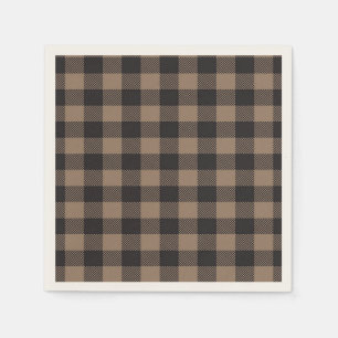 Brown Black Gingham Buffalo Plaid Farmhouse Napkin