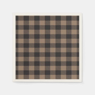 Brown Black Gingham Buffalo Plaid Farmhouse Napkin