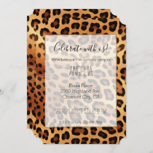 Brown Black Golden Leopard Print Invitation