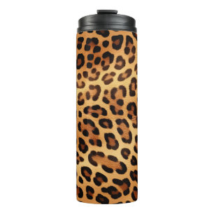 Brown Black Golden Leopard Print Thermal Tumbler