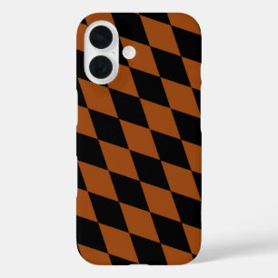 Brown Black Harlequin Diamonds Checkers Design iPhone 16 Case