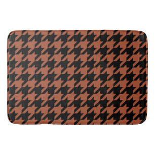 Brown Black Houndstooth Check Bath Mat