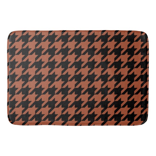Brown Black Houndstooth Check Bath Mat (Front)