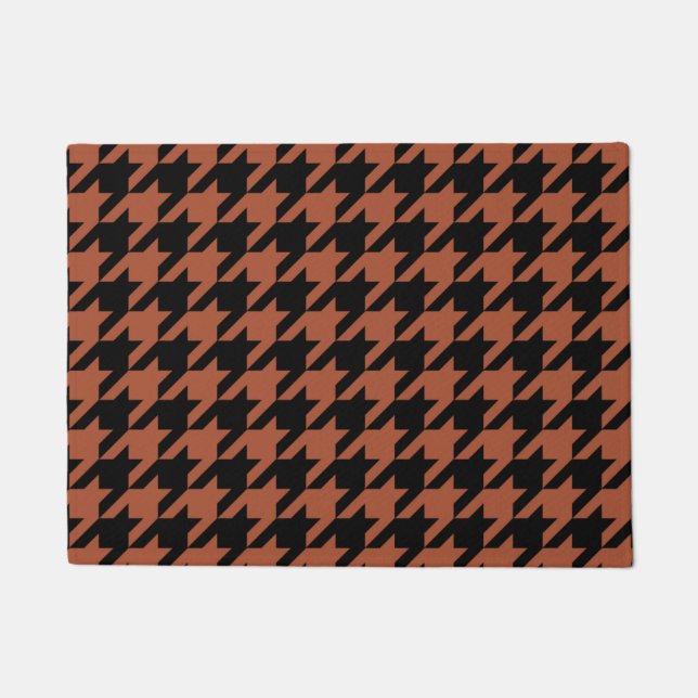 Brown Black Houndstooth Check Doormat (Front)