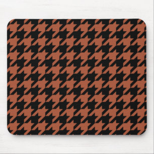 Brown Black Houndstooth Check Mouse Mat