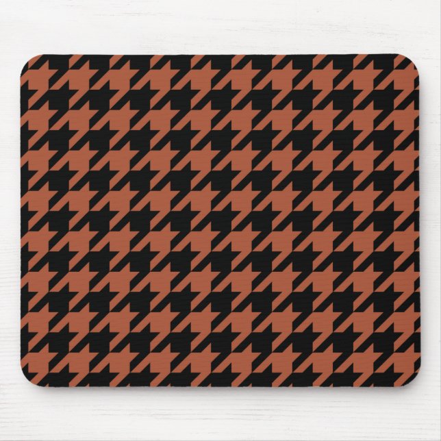 Brown Black Houndstooth Check Mouse Mat (Front)
