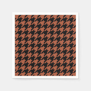 Brown Black Houndstooth Check Napkin