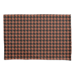 Brown Black Houndstooth Check Pillowcase